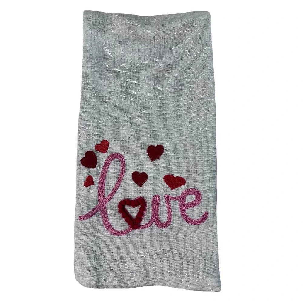 Nicole Miller Set Of 3 Kitchen Towels Embroidered Love NEW